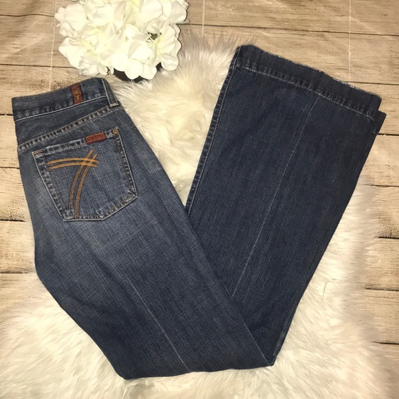 7 For All Mankind Denim - 7FAM Dojo Wide Leg Denim Jeans LONG